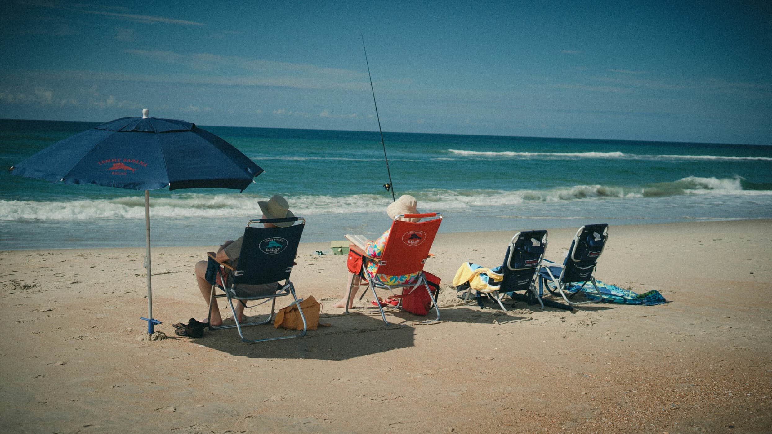 Couple fishing on the beach at Nags Head Outer Banks