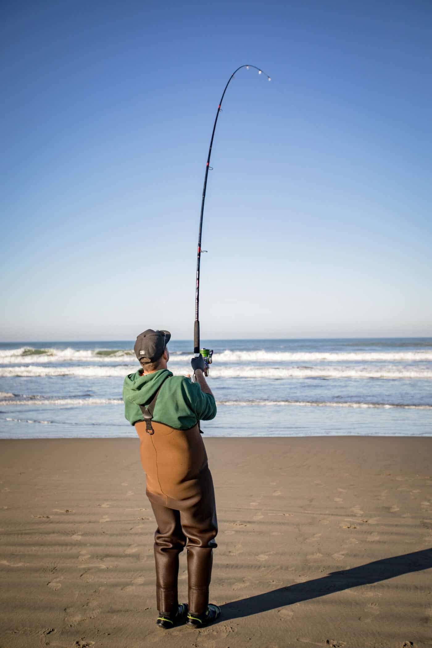 Surf angler fishing on an Outer Banks beach